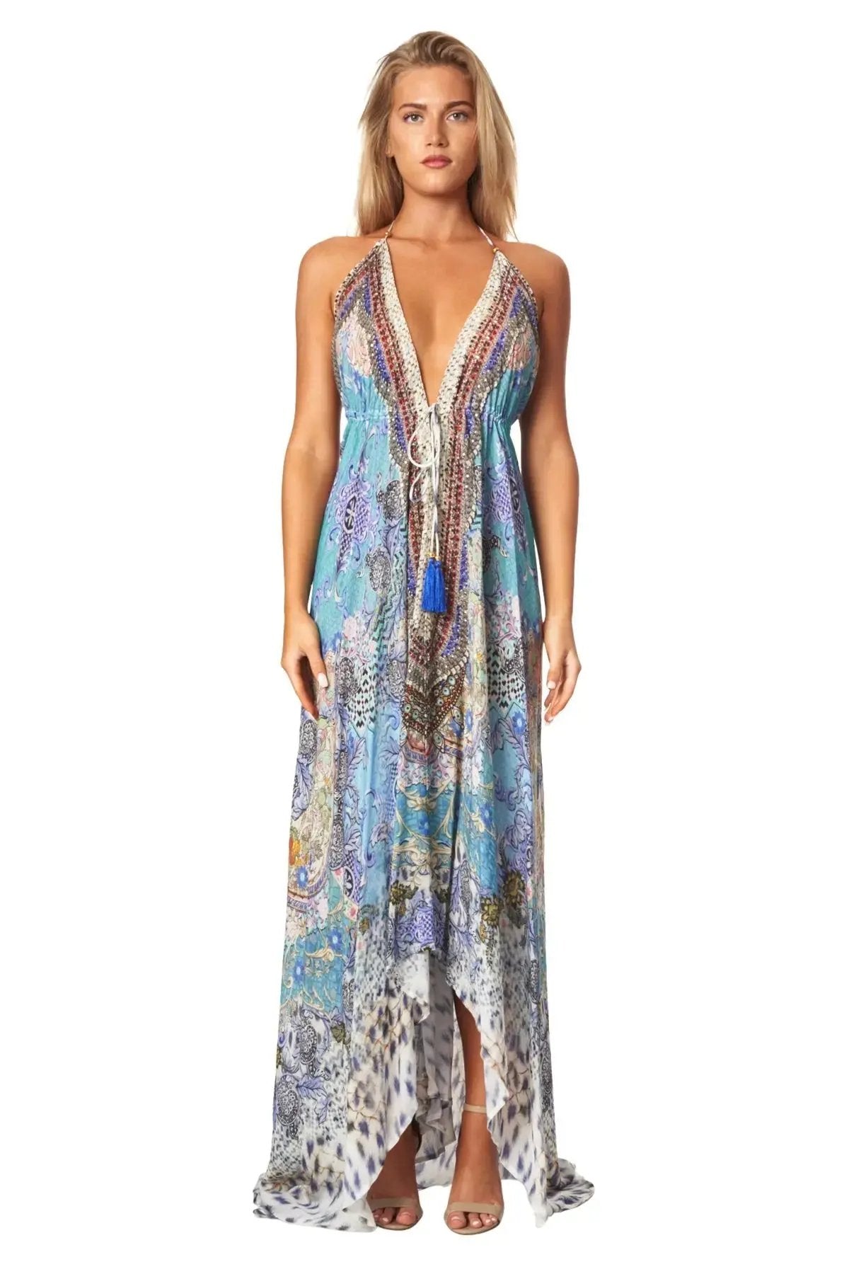 Halter Neck Backless Resort Dresses For Women - La Moda Clothing