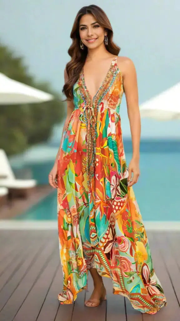 Hi-Low Halter Maxi Dress La Moda Clothing