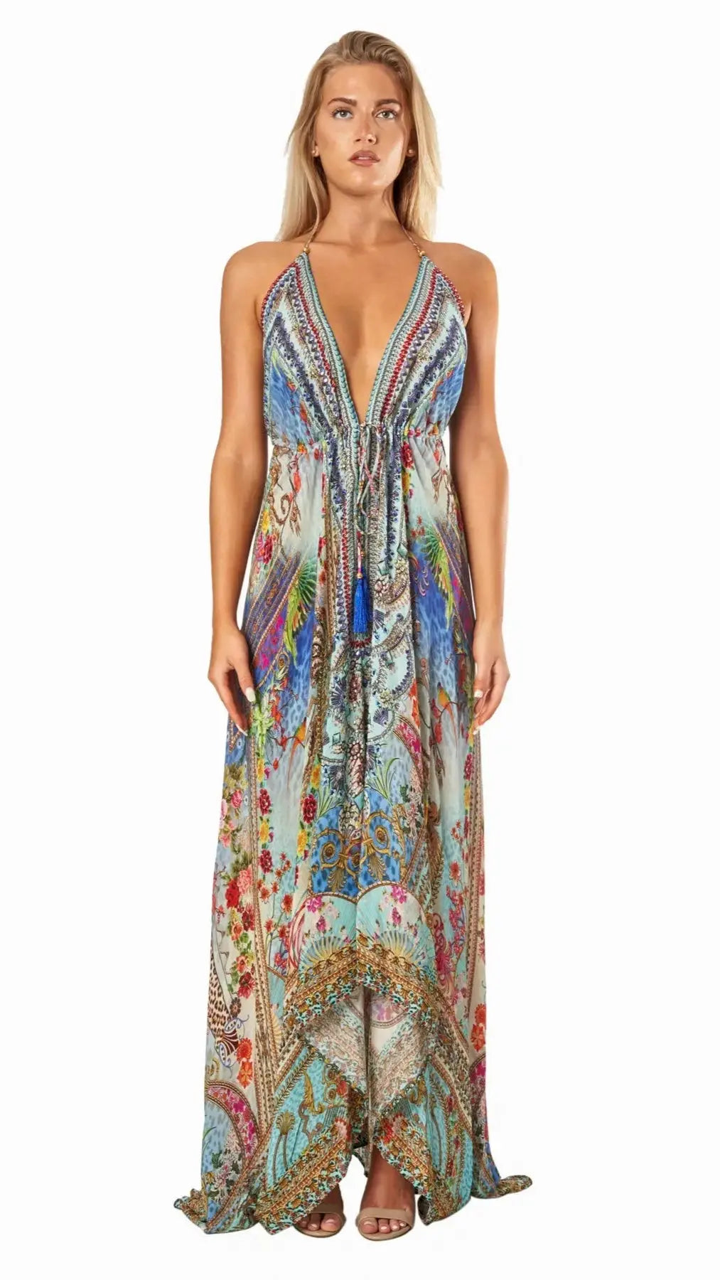 High-Low Halter Handkerchief Long Dress for Beach Party La Moda Clothings 3 Way Dress