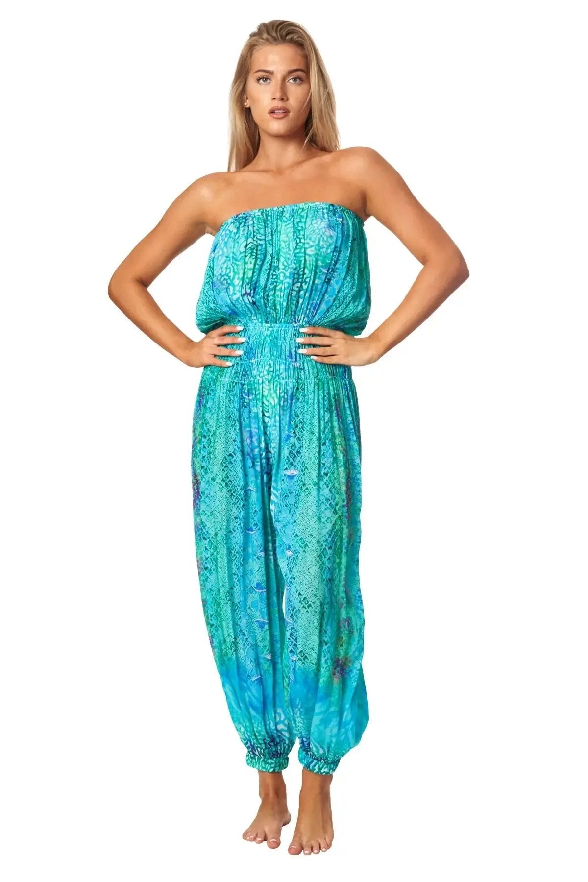 Sea Escape Hippie Bohemian Jumpsuits with Front Pockets - La Moda Clothing