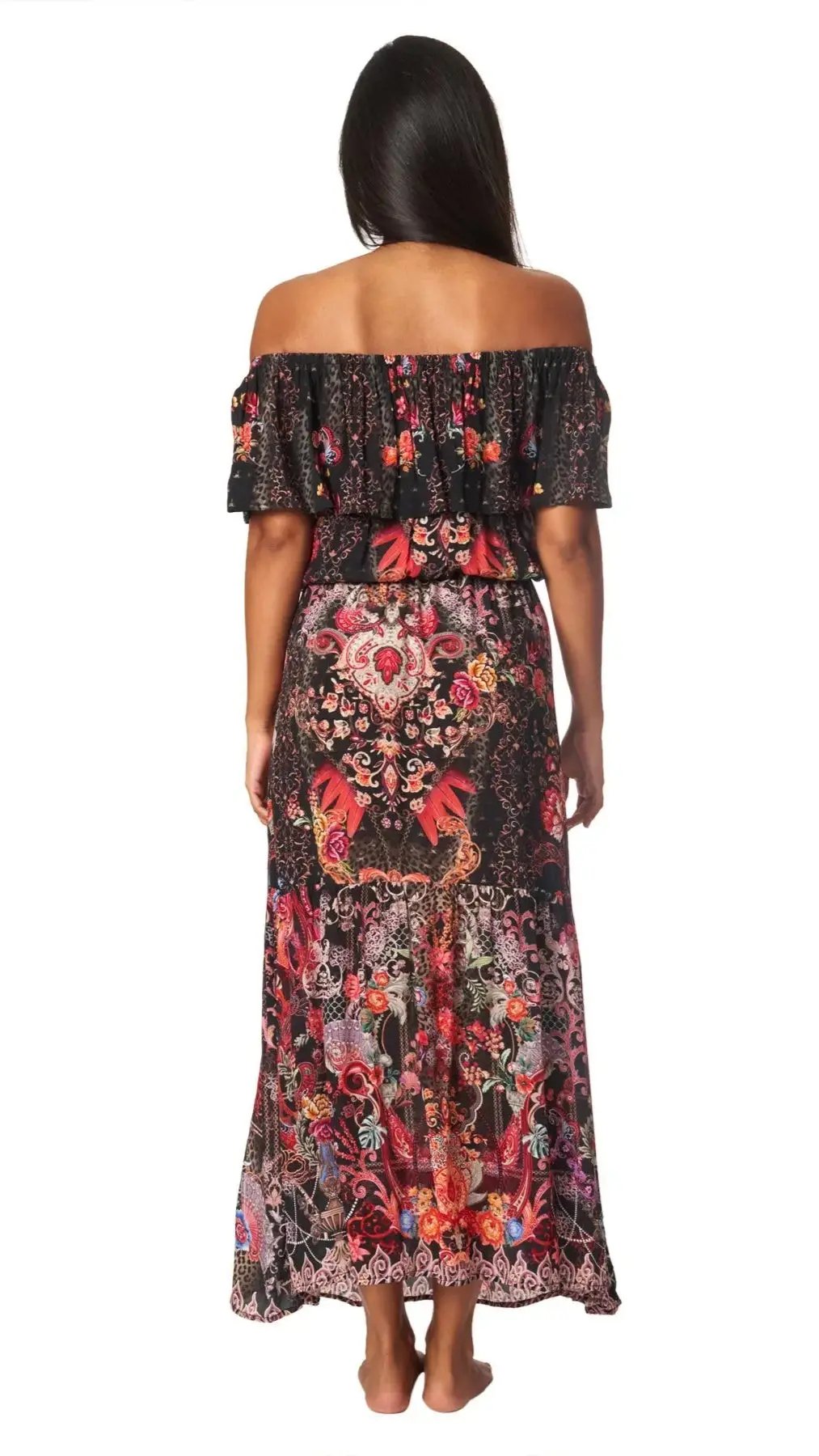 Forest Festival Long Off the Shoulder Dress - La Moda Clothing