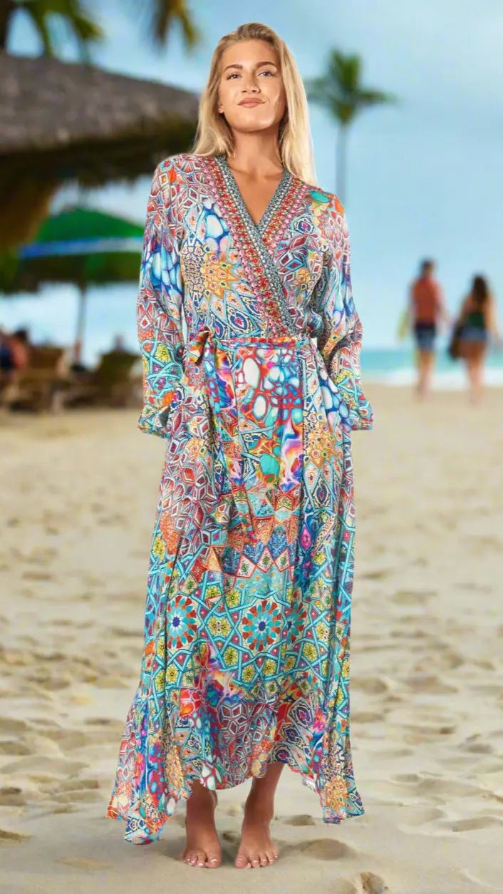 River Bed Women's Maxi Wrap Dresses - La Moda Clothing