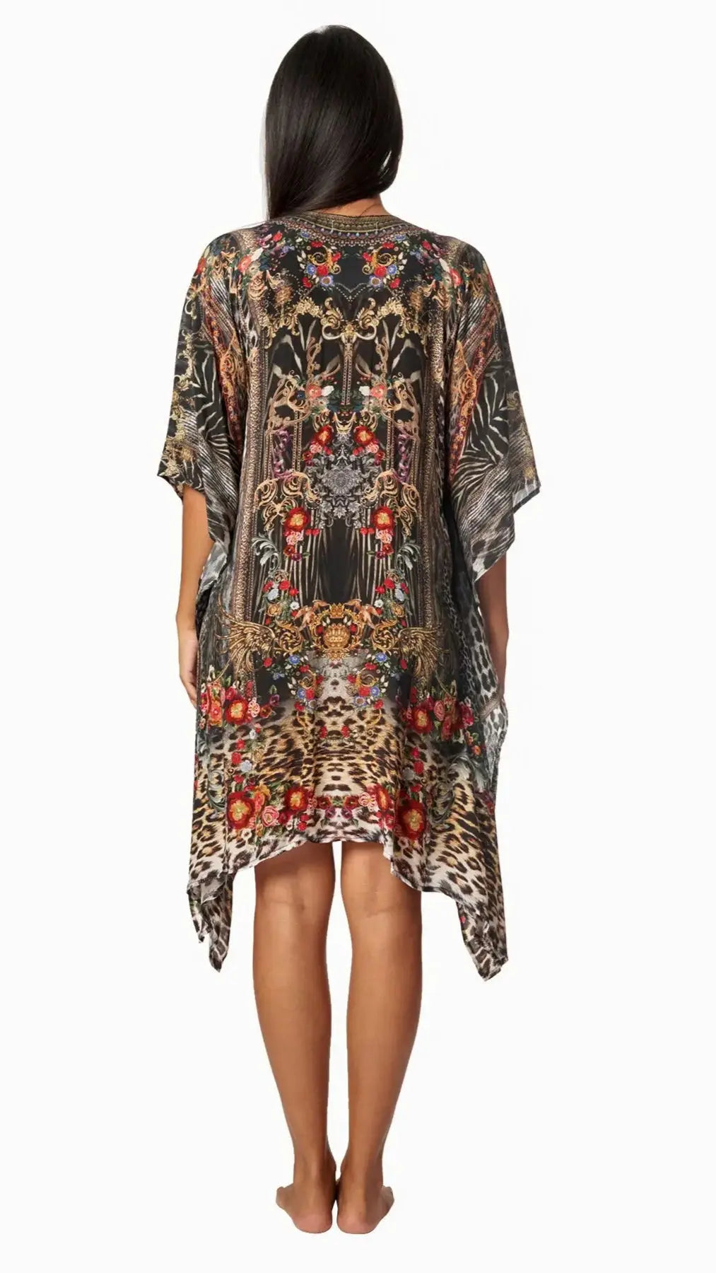Eclectic Jungle Luxury Silk Caftan Dress - La Moda Clothing