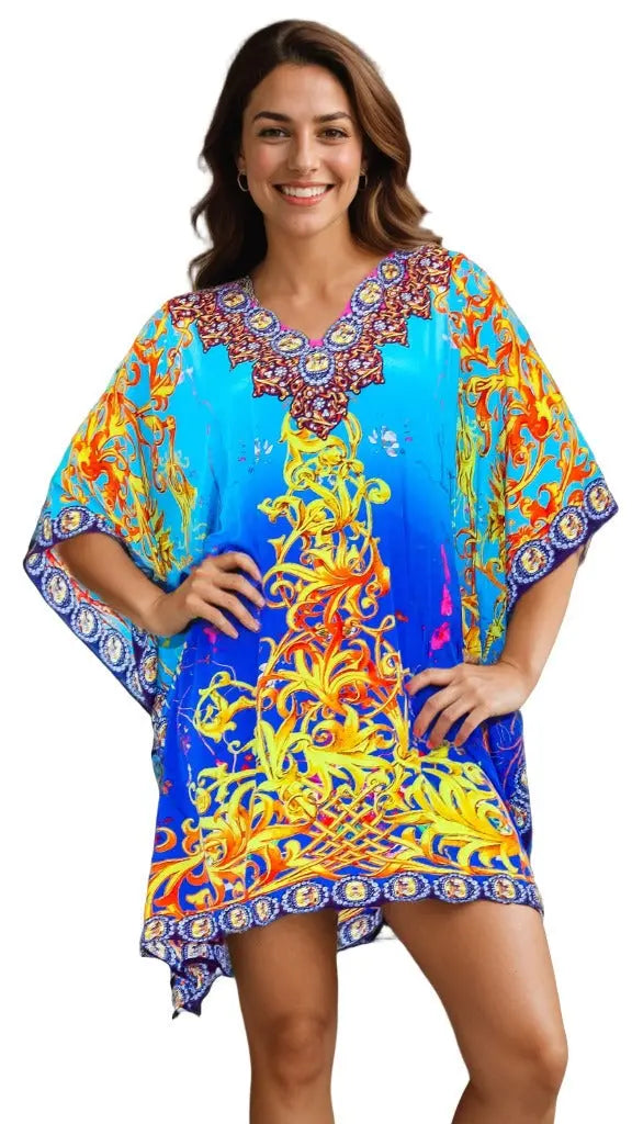 Premium Women's Kaftan by Club Moda – boho chic beach kaftan, lightweight women’s resort wear, tropical vacation cover up, cruise outfit, summer fashion.