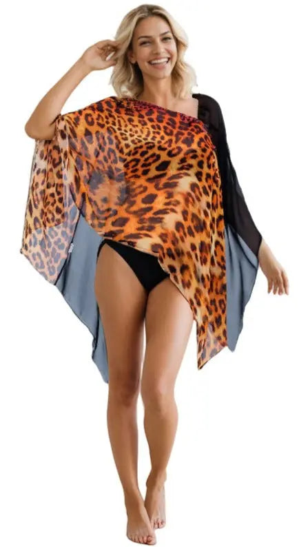 Animal Print Poncho La Moda Clothing