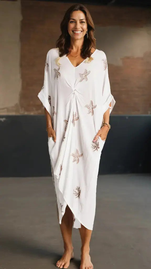 Front Knot Caftan Dress  La Moda Clothing