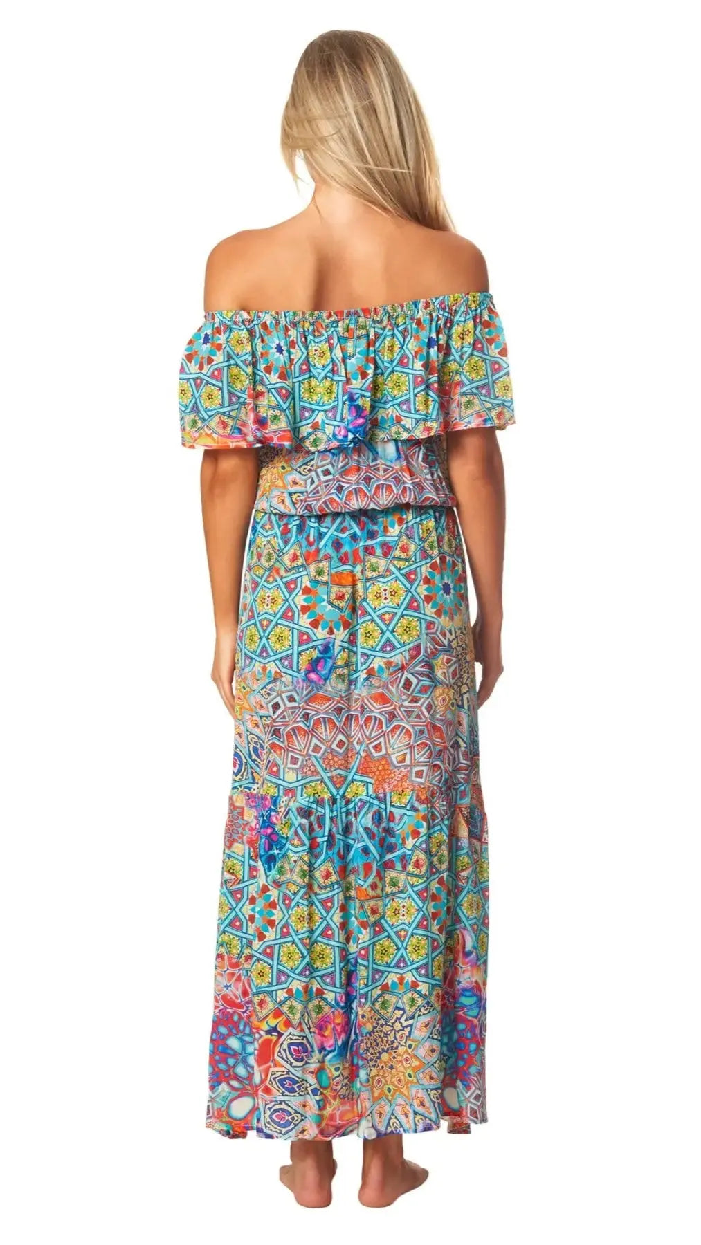 River Bed Long Off the Shoulder Dress - La Moda Clothing