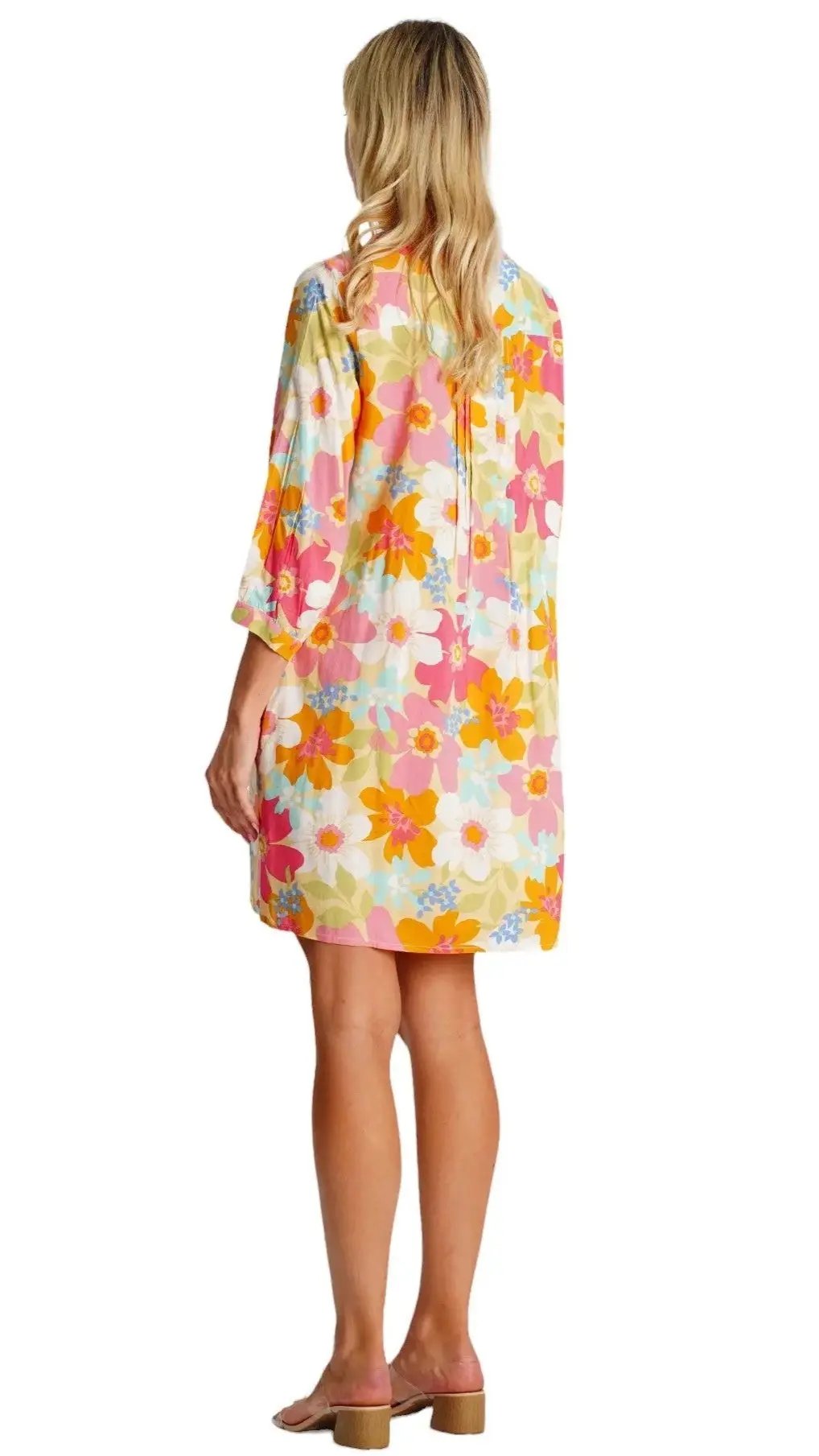 Pleated Mini Shirtdress La Moda Clothing