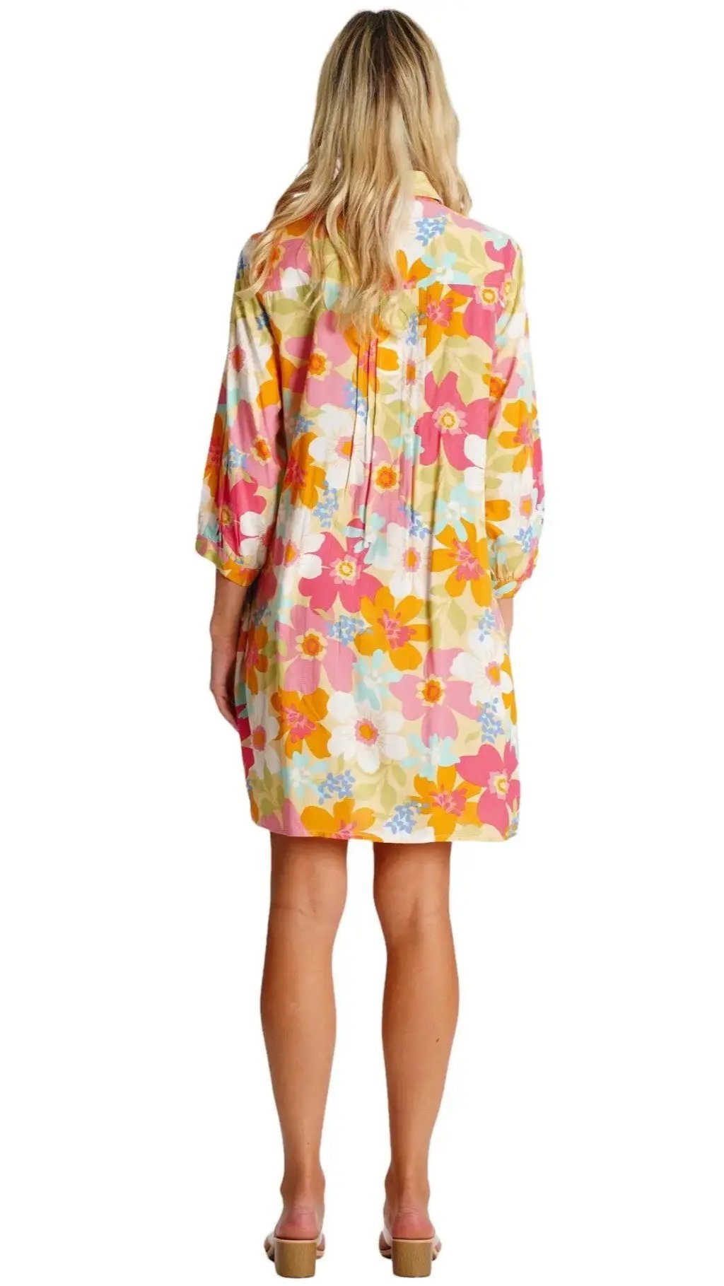 Pleated Mini Shirtdress La Moda Clothing