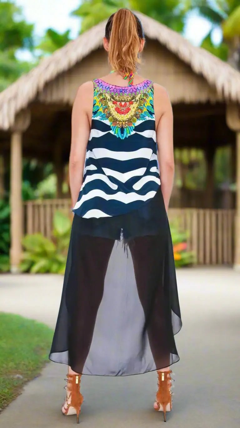 Sheer Multi-Color Hi-Lo Top | Wholesale Resort Wear - La Moda Clothings