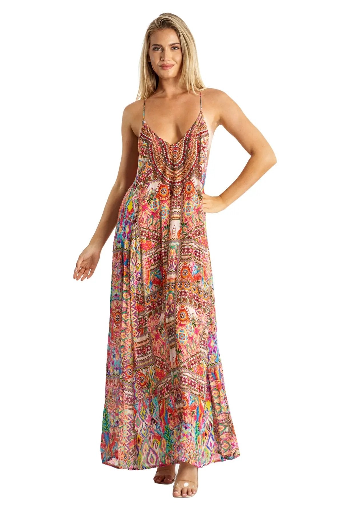 spaghetti strap dress beach wedding dress resort wear summer dress cruise dress island vacation dress lightweight adjustable strap maxi dress