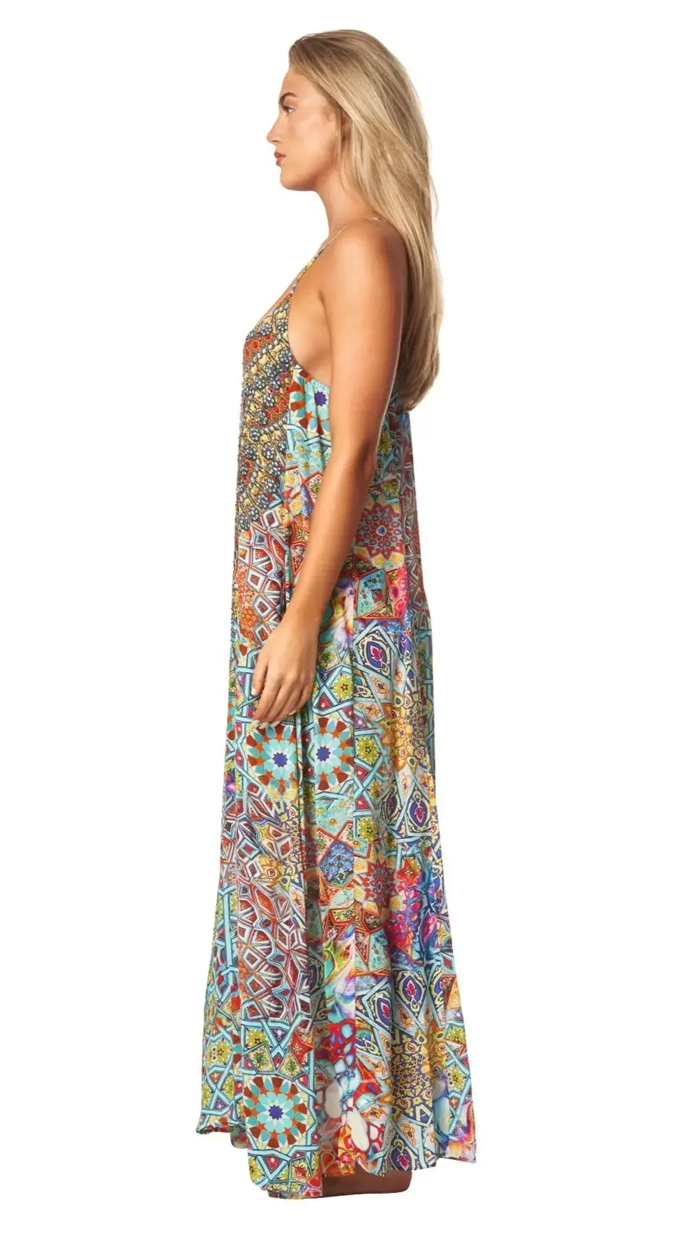 River bed Elegant Maxi Pocket Dress in Viscose Silk - La Moda Clothing