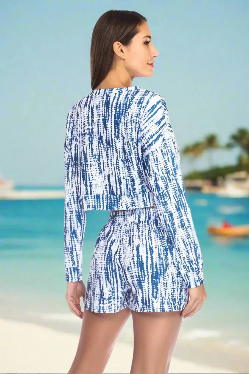 Tie Dye Resort Loungewear Short Set - Designer Co-ord Set | Elegant Kaftan Cover Up Dress | Club Moda USA