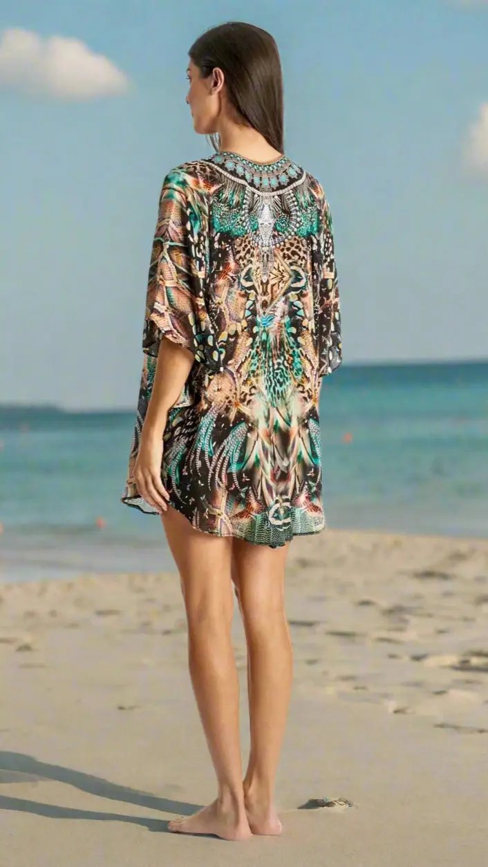 Bright & Bold Trendy Designer Vacation Kaftan - La Moda Clothing