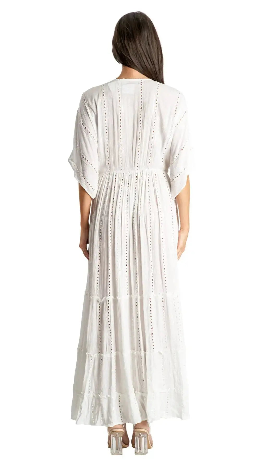 white embellished maxi resort vacation dress - La Moda Clothing