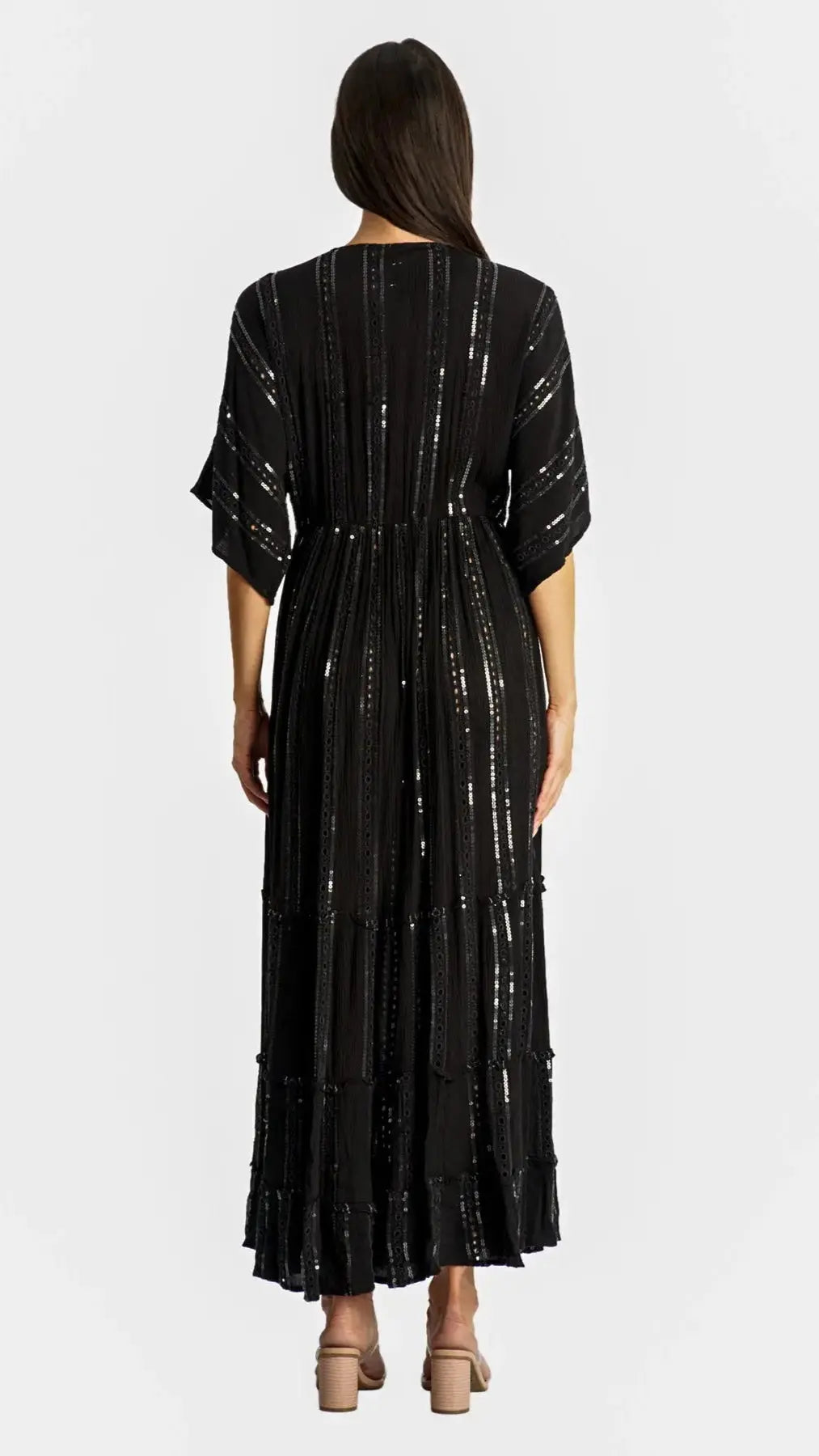 white embellished maxi resort vacation dress - La Moda Clothing