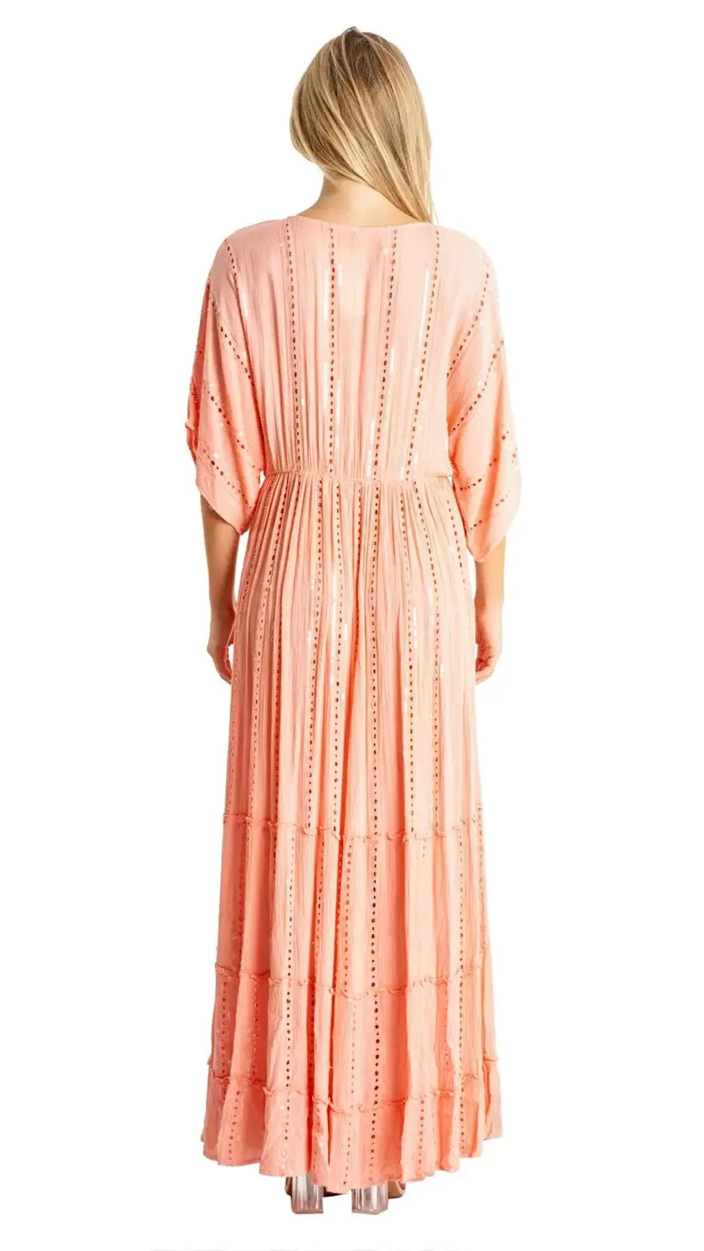 white embellished maxi resort vacation dress - La Moda Clothing