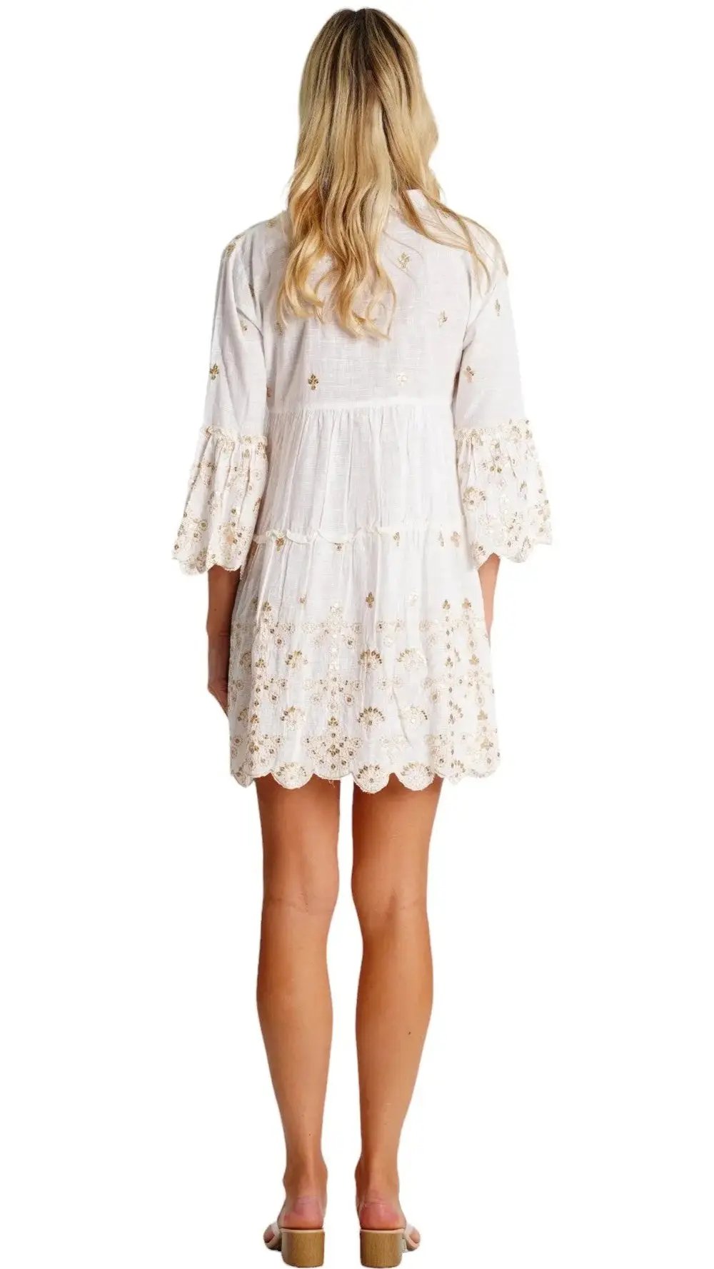 White Embroidered Mini Dress La Moda Clothing