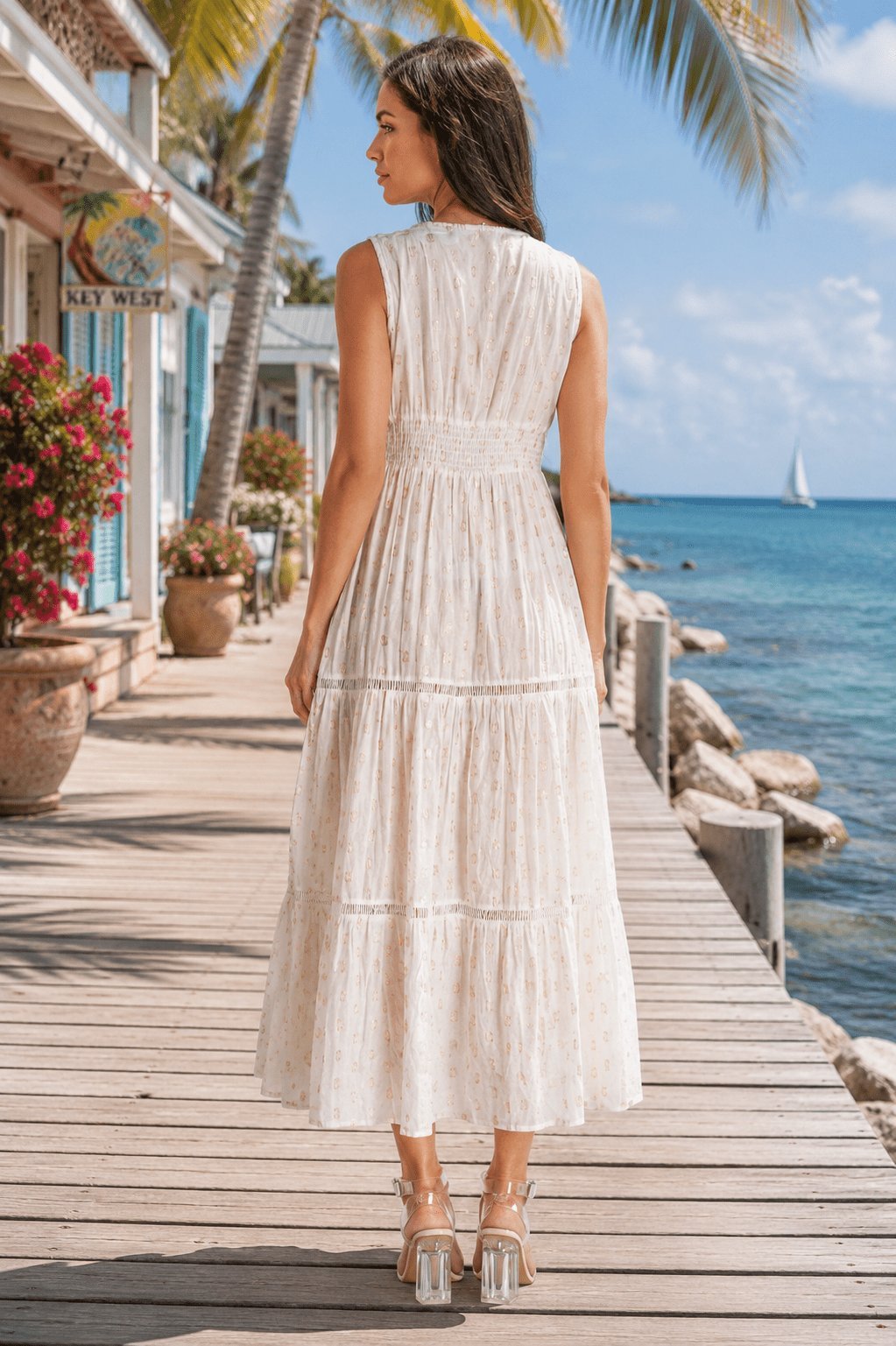 Azalea tiered maxi resort dress, shown from another angle