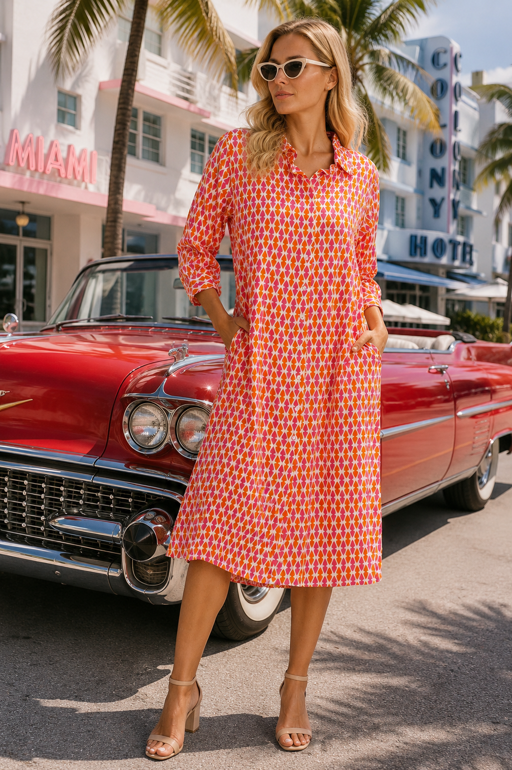 Beach Shirt Dress with Pockets