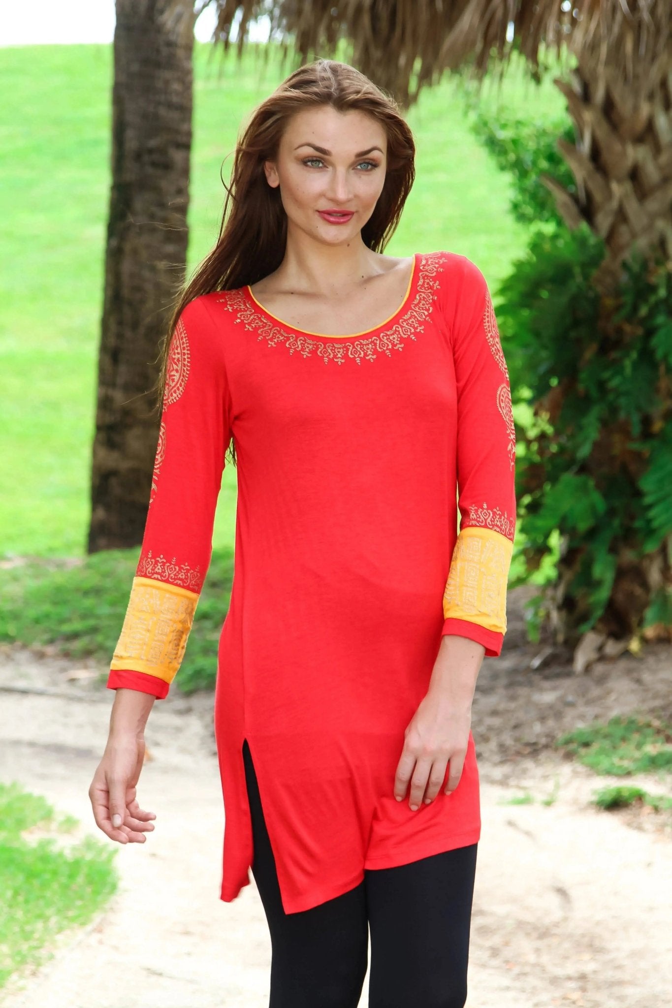 Block Printed Knitted Tunic – Artisan Resort Wear Dress - Premium Resort Wear | Luxury Tunic for Vacation & Cruise | Club Moda