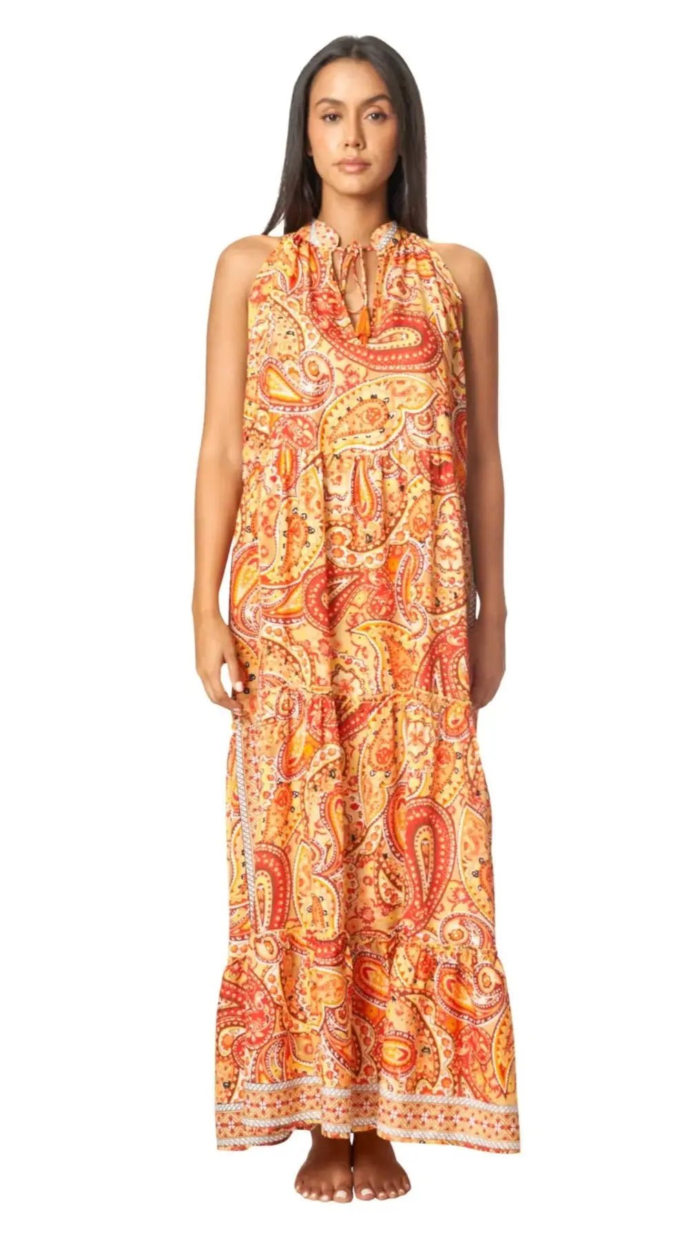 Boho Positano Maxi Dress for Caribbean Vacations La Moda Clothing Clearance