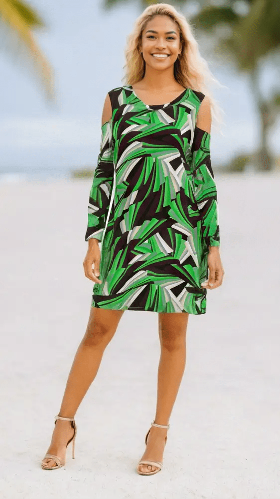 Cold Shoulder Resort Dress for Summer Fun - Premium Resort Wear | Luxury Dress for Vacation & Cruise | Club Moda