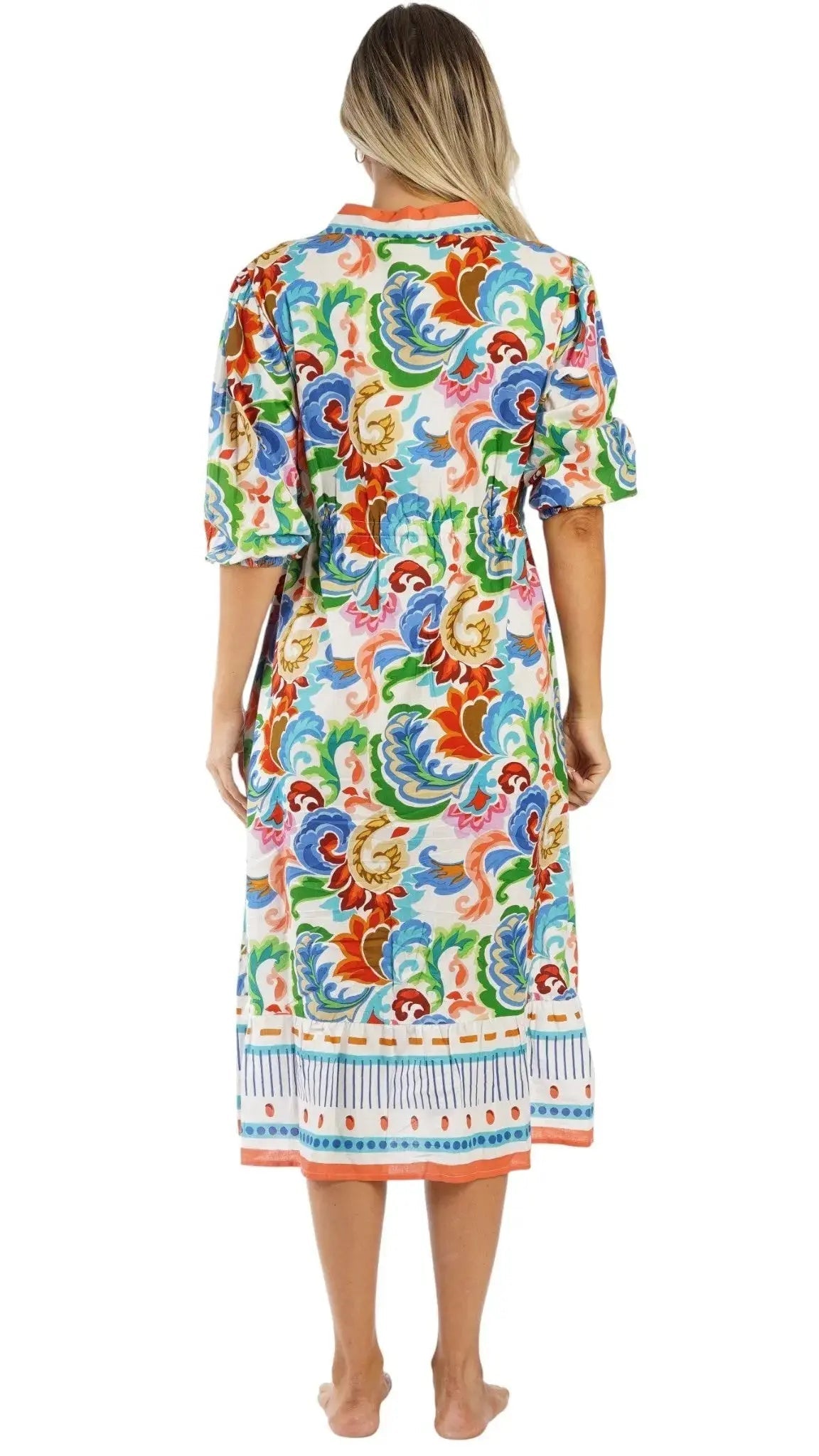 Colorful Resort Wear Midi Dress | Luxury Vacation Dress Club Moda Dresses