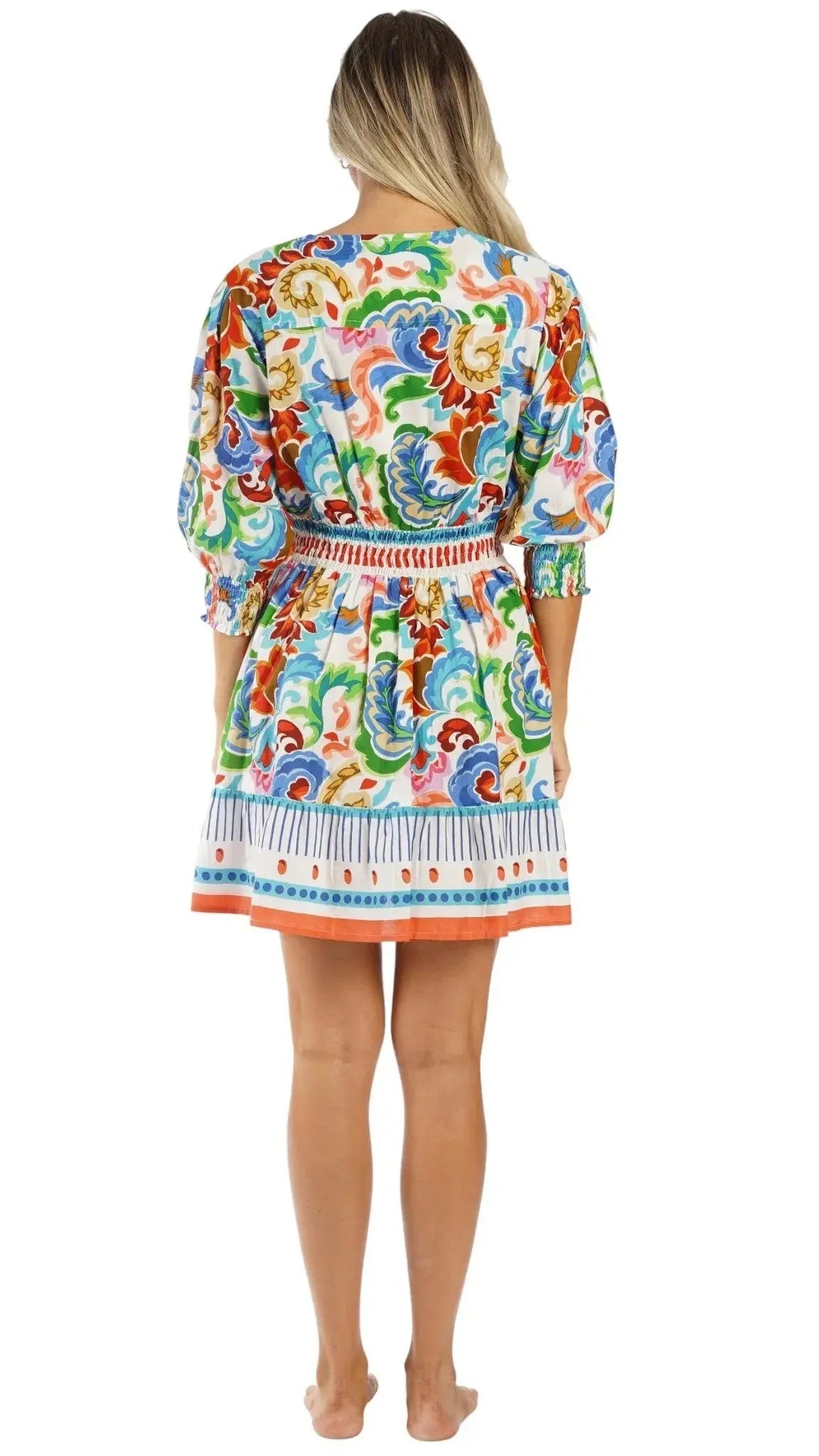 Colorful Resort Wear Mini Dress | Luxury Vacation Mini Dress Club Moda Mini Dress