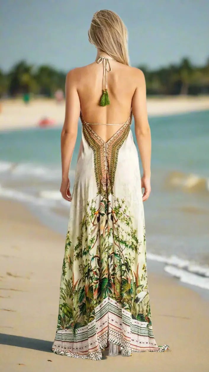 Convertible 3 Way Resort Maxi Dress - Designer Maxi Dress | Elegant Kaftan Cover Up Dress | Club Moda USA