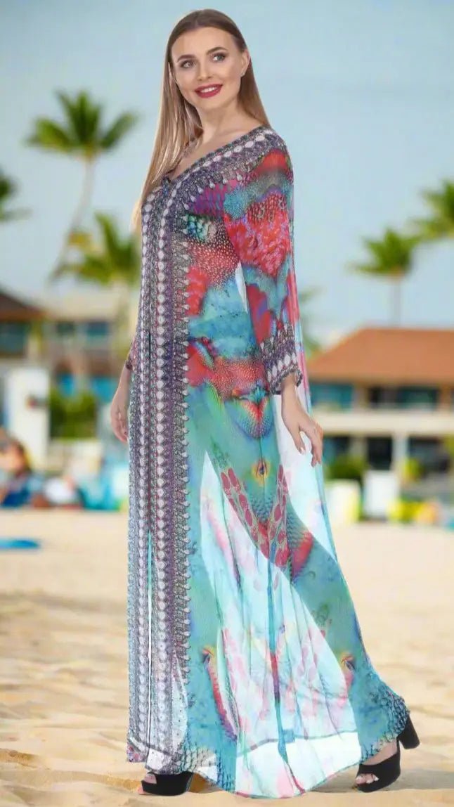 Cover-Up Kimonos For Women Available In Multi-Color Prints - Designer Kimono | Elegant Kaftan Cover Up Dress | Club Moda USA