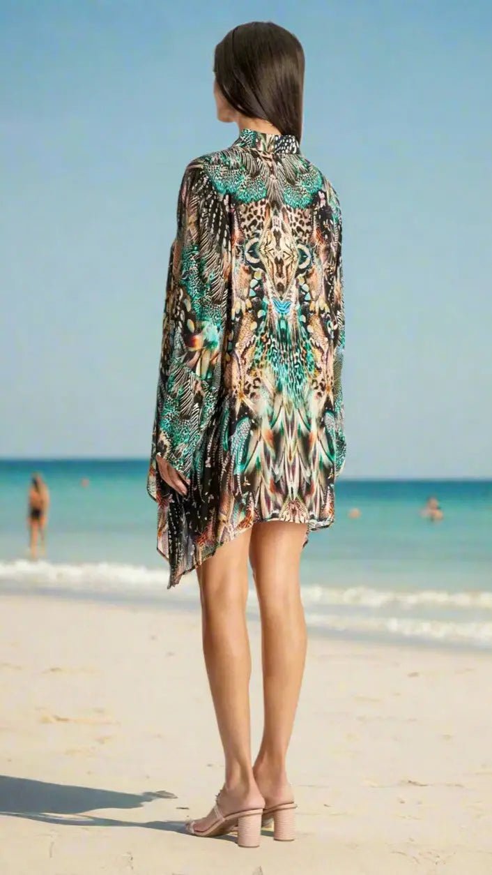 Button-Front Shirtdress Cover-Up - Designer Shirt Dress | Elegant Kaftan Cover Up Dress | Club Moda USA