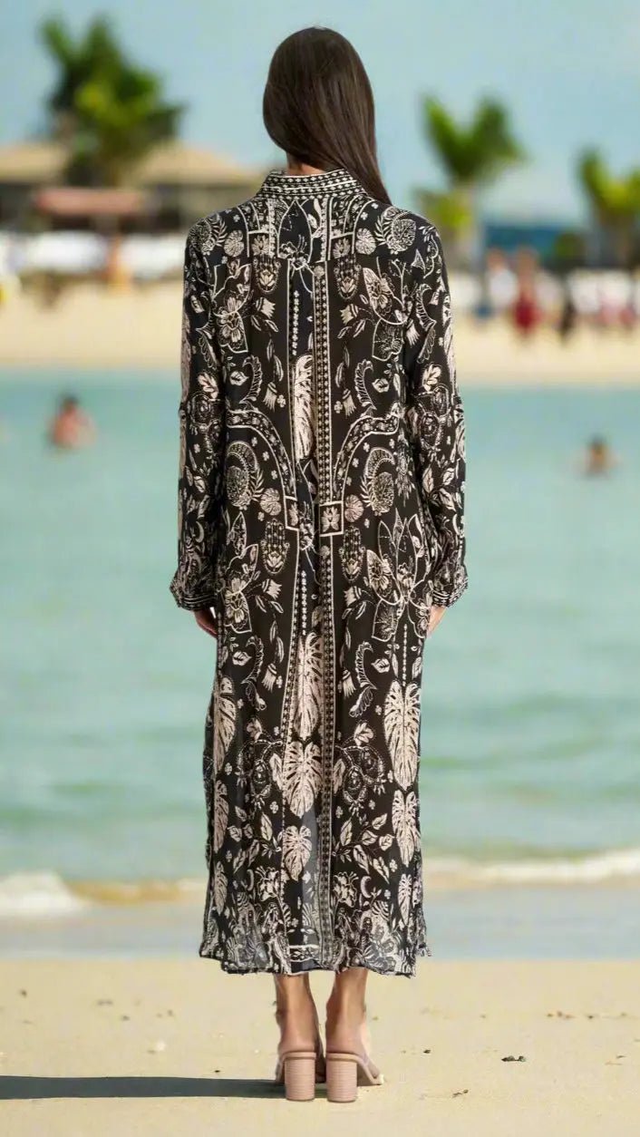 Effortless Shirtdress Cover-Up for Summer Lounging - Designer Shirt Dress | Elegant Kaftan Cover Up Dress | Club Moda USA