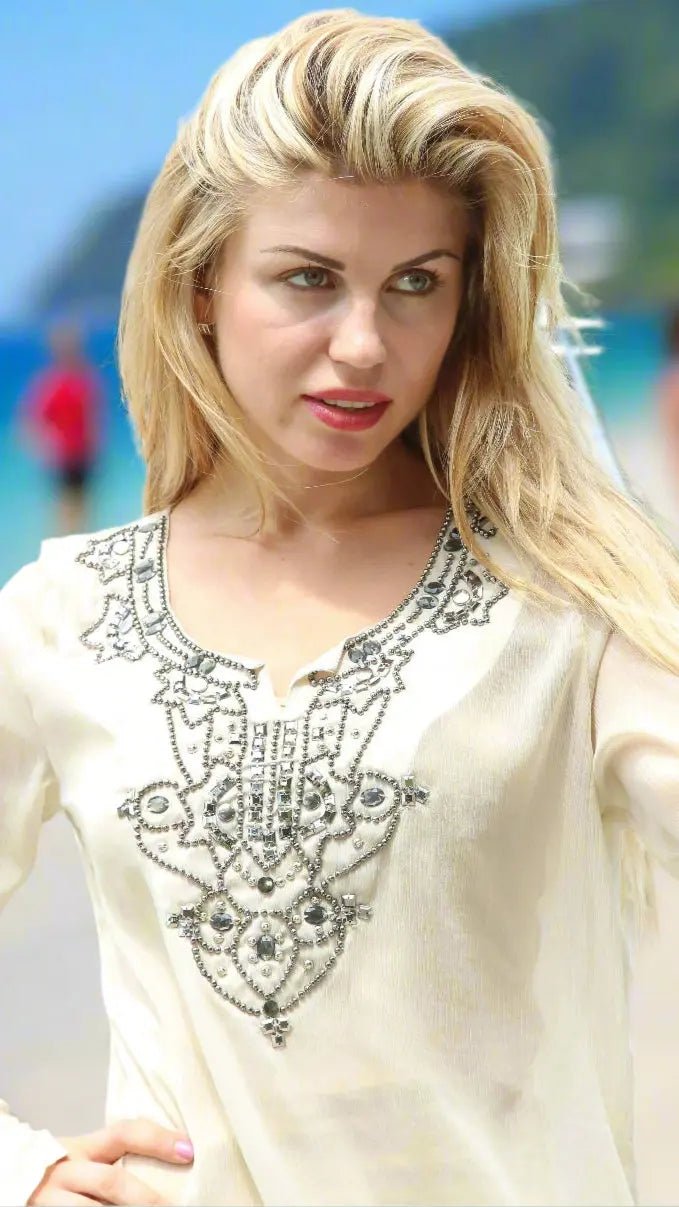 Embellished Tunics for Spring & Summer - Designer Tunic | Elegant Kaftan Cover Up Dress | Club Moda USA