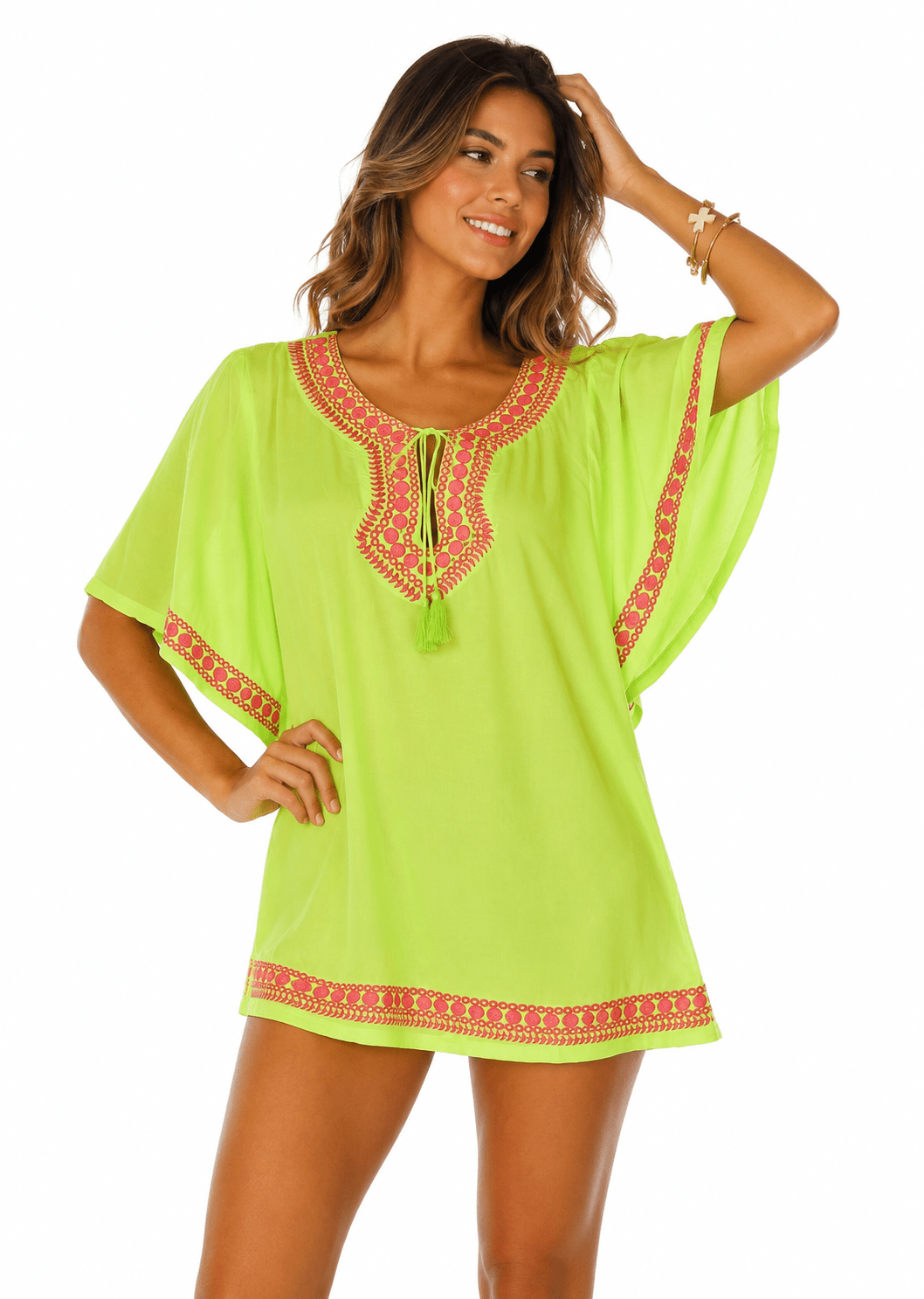 Embroidered Mini Tunic Cover Up for Beachwear