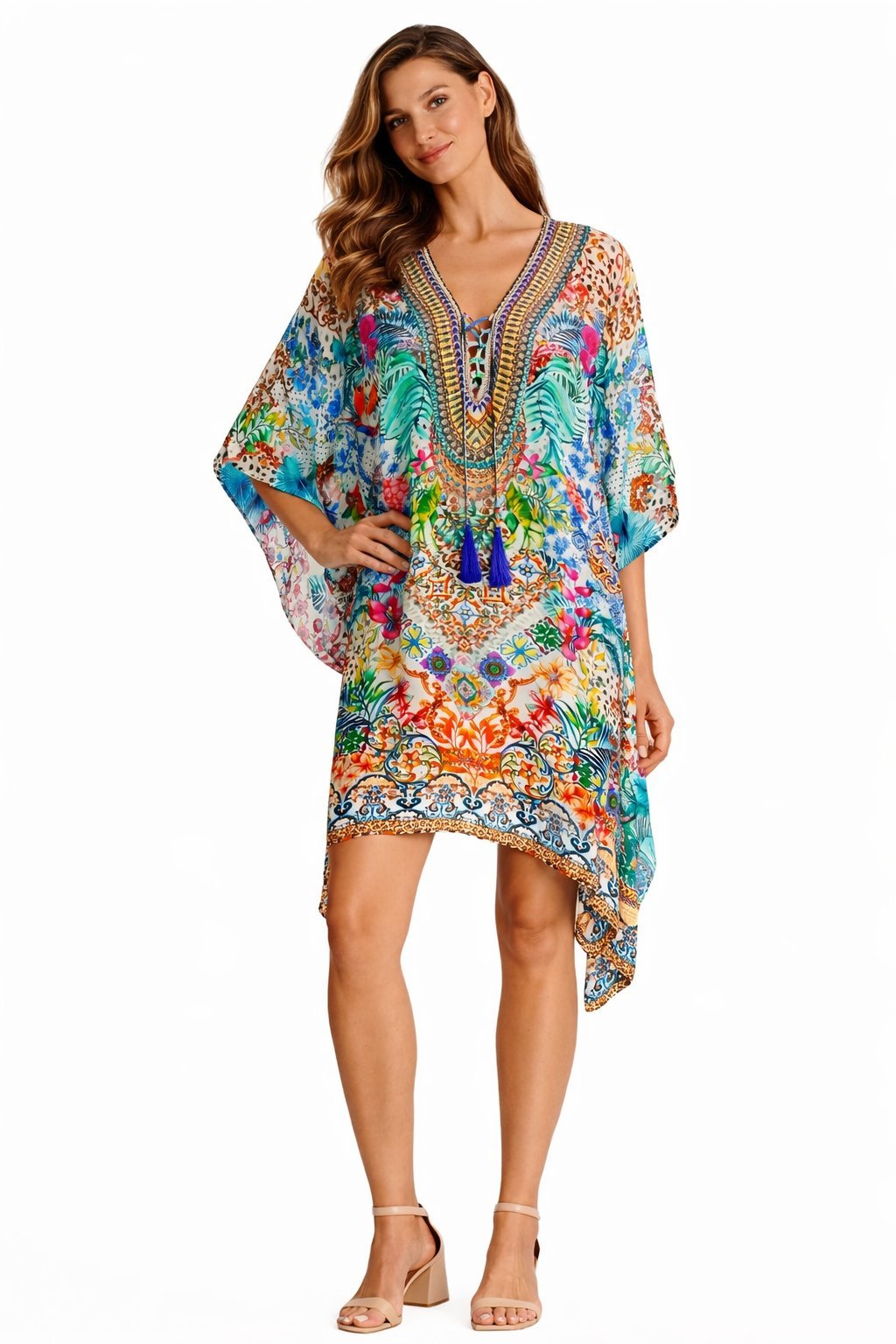 Flowing maxi kaftan dress for beach resort wear, additional view