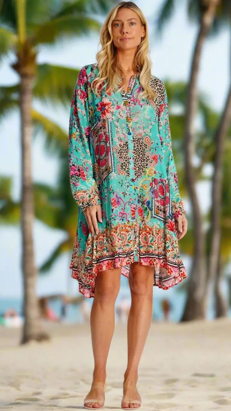 Flowy Mini Shirt Dress - Premium Resort Wear | Luxury Mini Dress for Vacation & Cruise | Club Moda