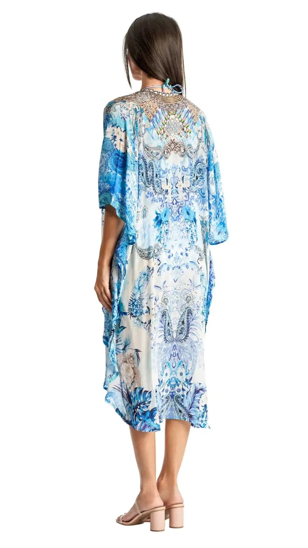 Hi Lo Kimono Beach Cover Up - Designer Kimono | Elegant Kaftan Cover Up Dress | Club Moda USA