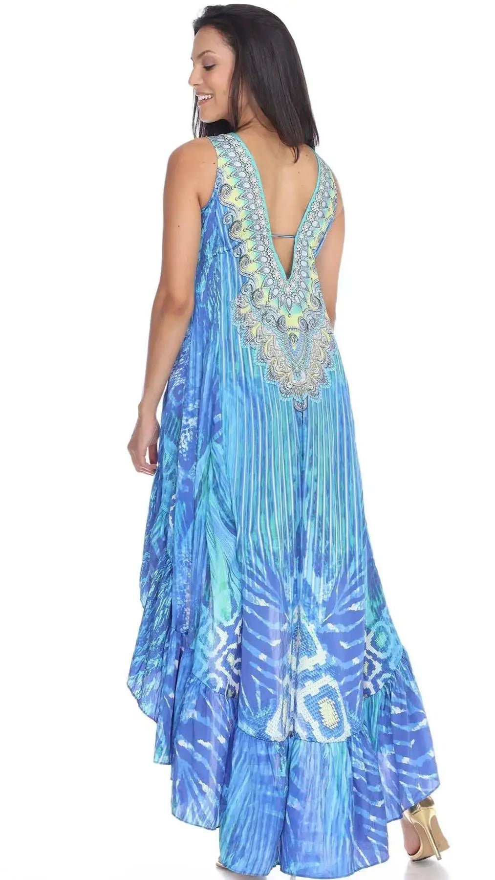 High Low Dress for Casual Summer Evening - Designer Maxi Dress | Elegant Kaftan Cover Up Dress | Club Moda USA