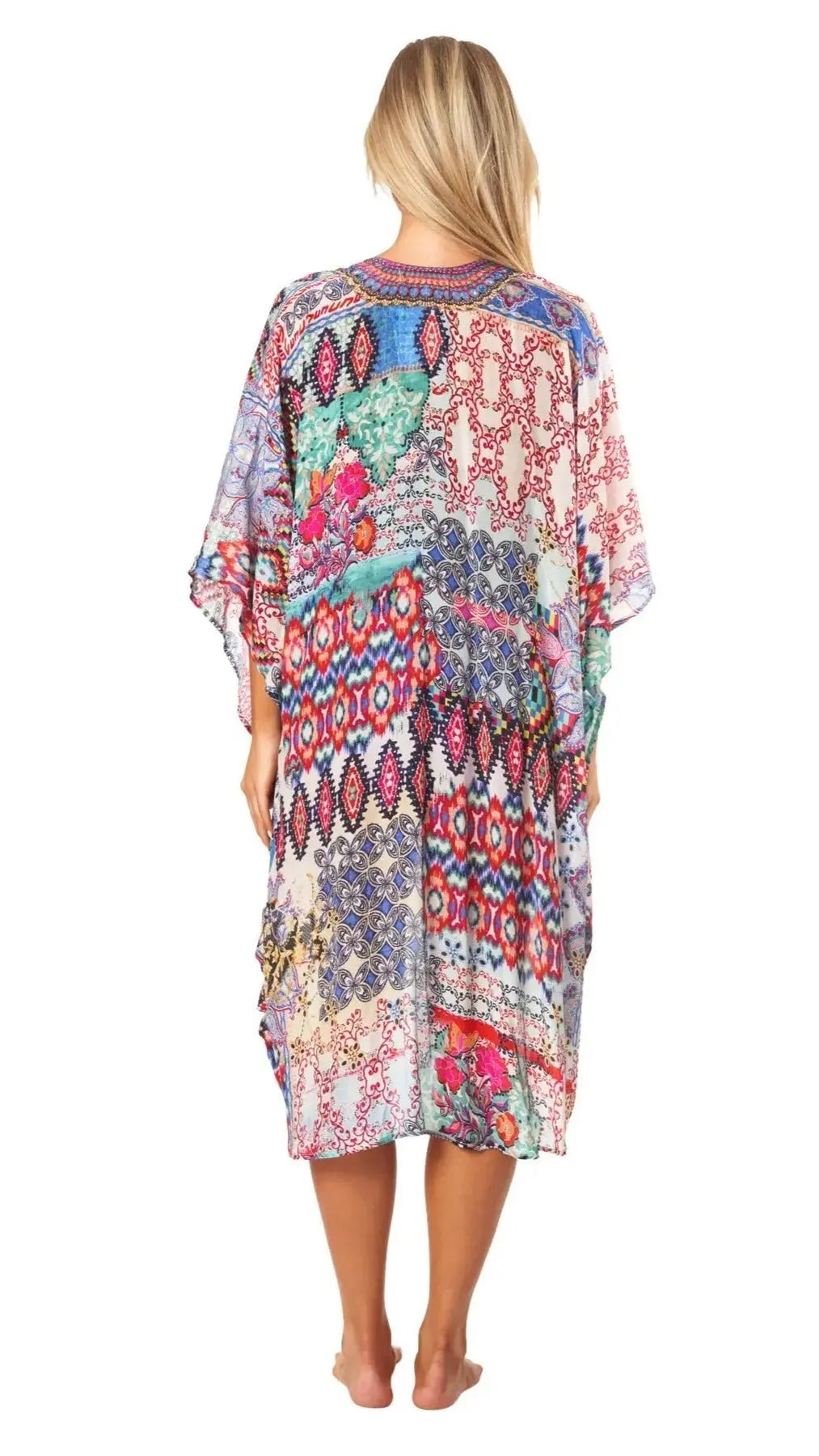 High Low Kimono Cover Up in Tribal Ikat Print La Moda Clothings Coverups