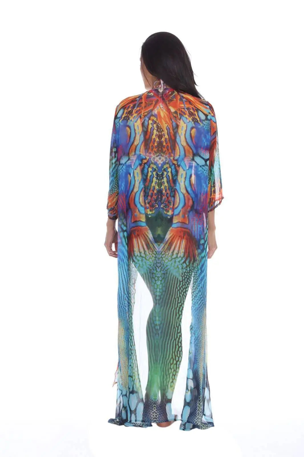 Wholesale Women's Cover-Up Long Kimonos In Multi-Color Made From Imported Polyester - La Moda Clothings