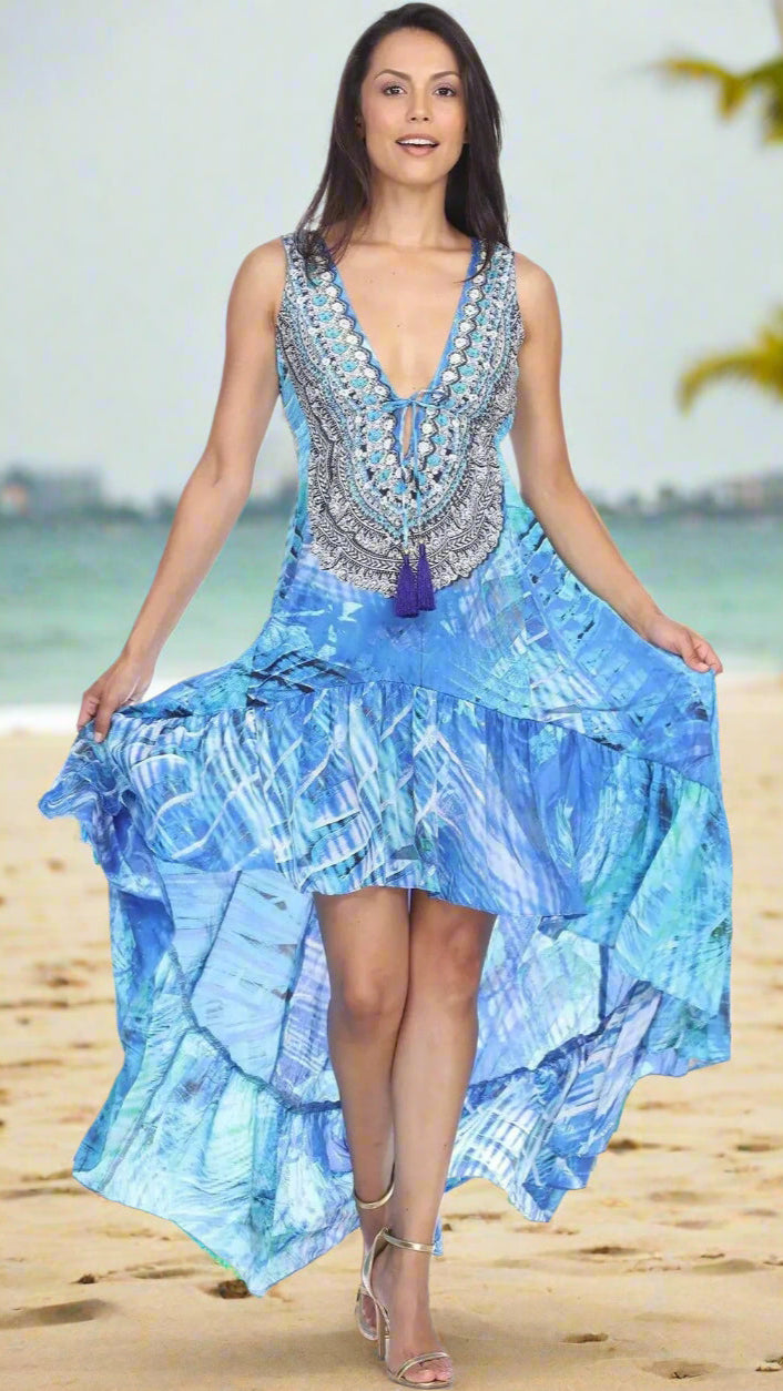 High Low Dresses Resort Beach Boho Casual Summer Evening Vestido Dress Vacation Travel Bohemian… - La Moda Clothings