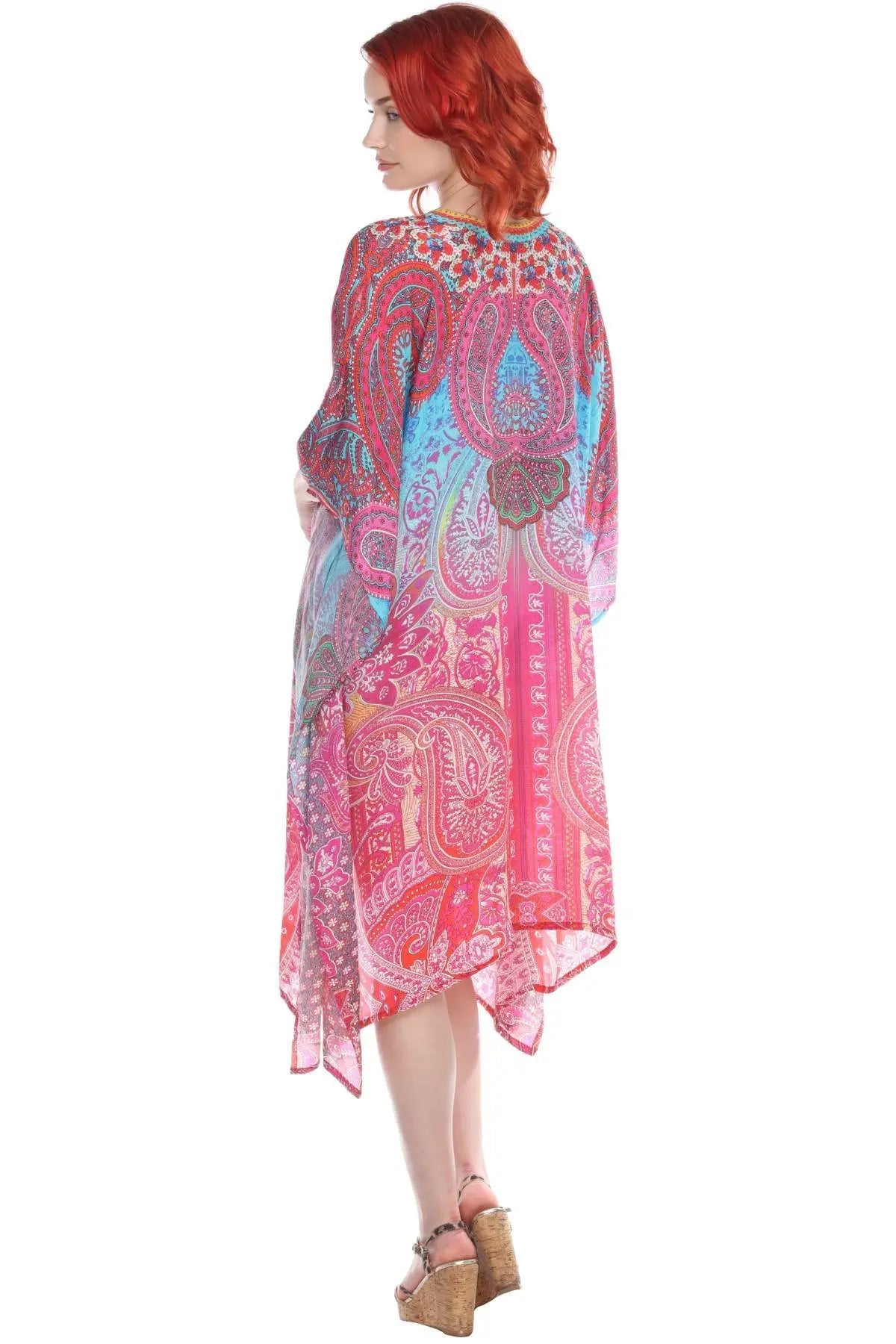 Multi Color Viscose Silk Designer Kaftan Dress - La Moda Clothings