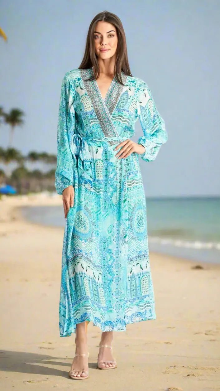 Adjustable Wrap Maxi Dress - Premium Resort Wear | Luxury Maxi Dress for Vacation & Cruise | Club Moda