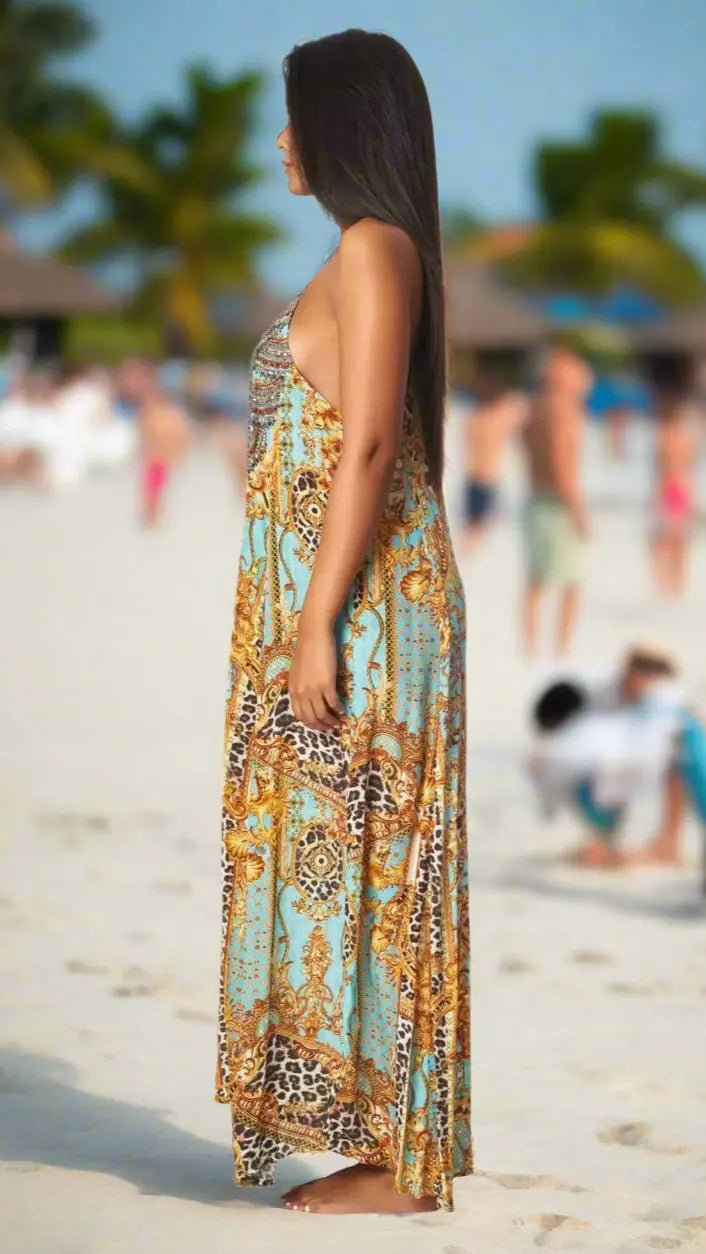 Maxi Dress for Resort or Cruise Holidays - Designer Maxi Dress | Elegant Kaftan Cover Up Dress | Club Moda USA