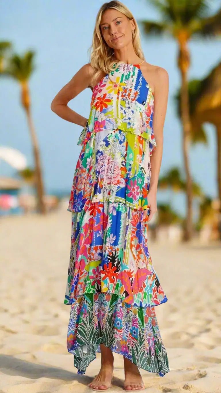 Maxi dress in a long, full-length resort cut, further view
