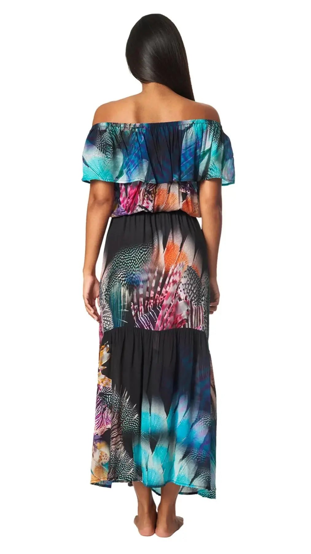 Off-the-shoulder maxi dress cut for warm-weather beach and resort days, additional view