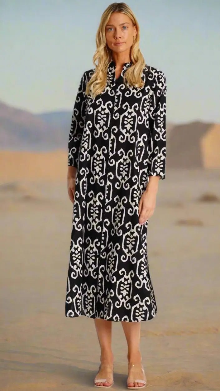 Maxi Shirt Dress - Designer Maxi Dress | Elegant Kaftan Cover Up Dress | Club Moda USA