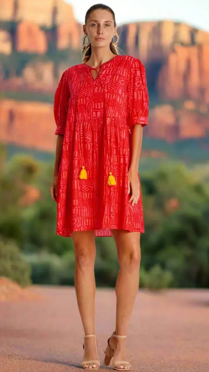 Mini Summer Dress - Designer Mini Dress | Elegant Kaftan Cover Up Dress | Club Moda USA