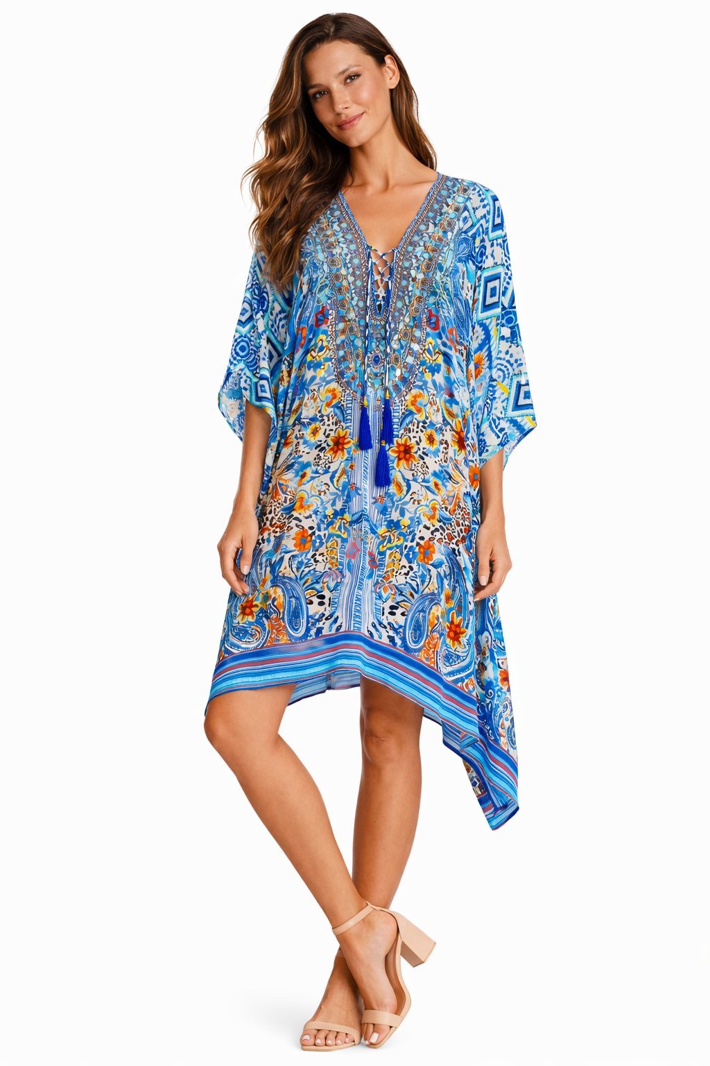 Beaded kaftan maxi dress with a long silhouette, additional view